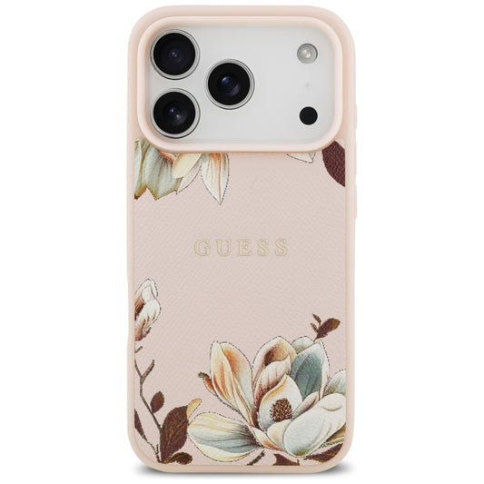 Custodia MagSafe per Apple iPhone 17 Pro Max, Guess, Grained Flowers, Rosa