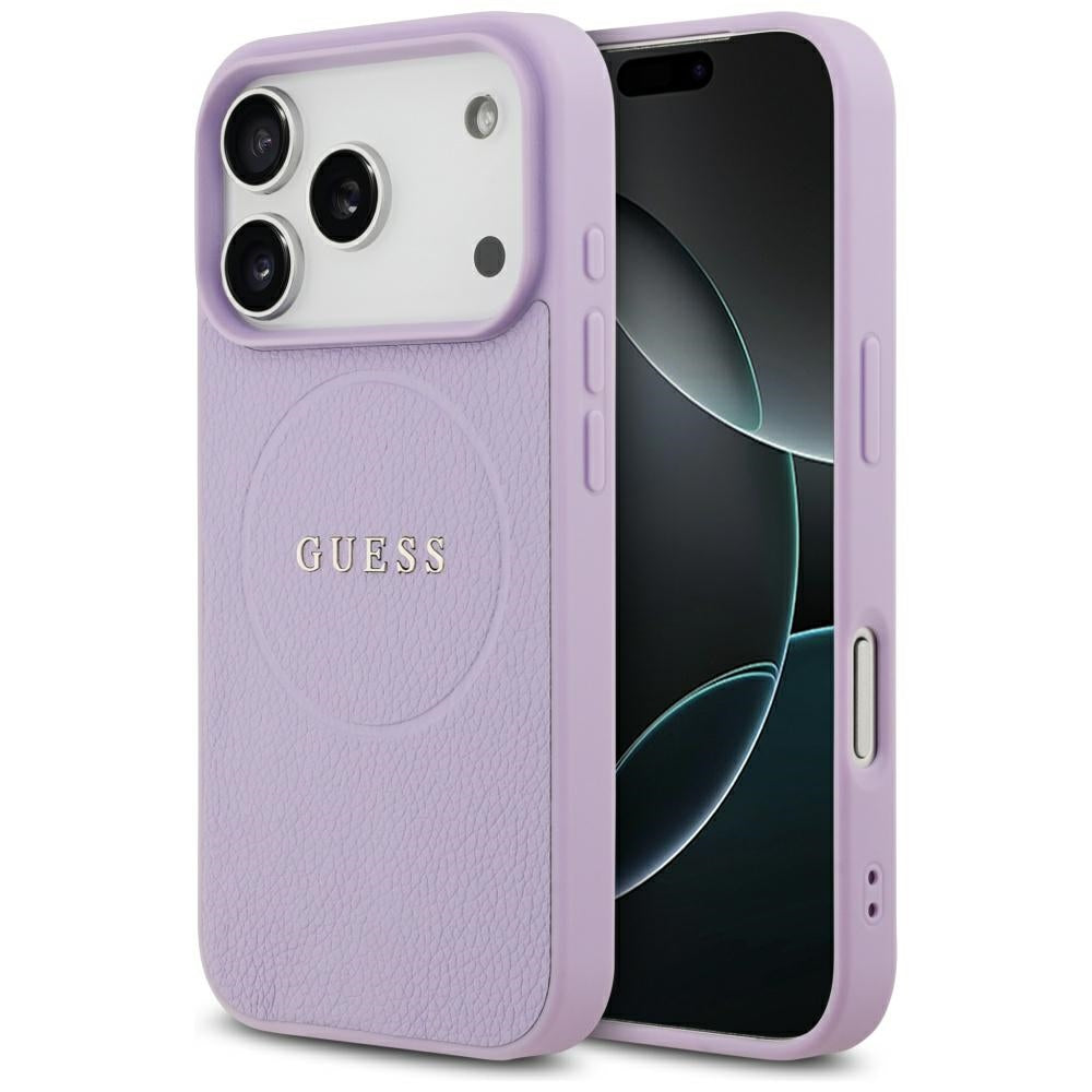 Custodia MagSafe per Apple iPhone 17 Pro Max, Guess, Grained Gold Ring, Viola