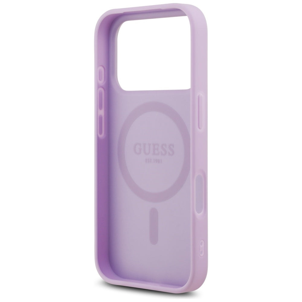 Custodia MagSafe per Apple iPhone 17 Pro Max, Guess, Grained Gold Ring, Viola