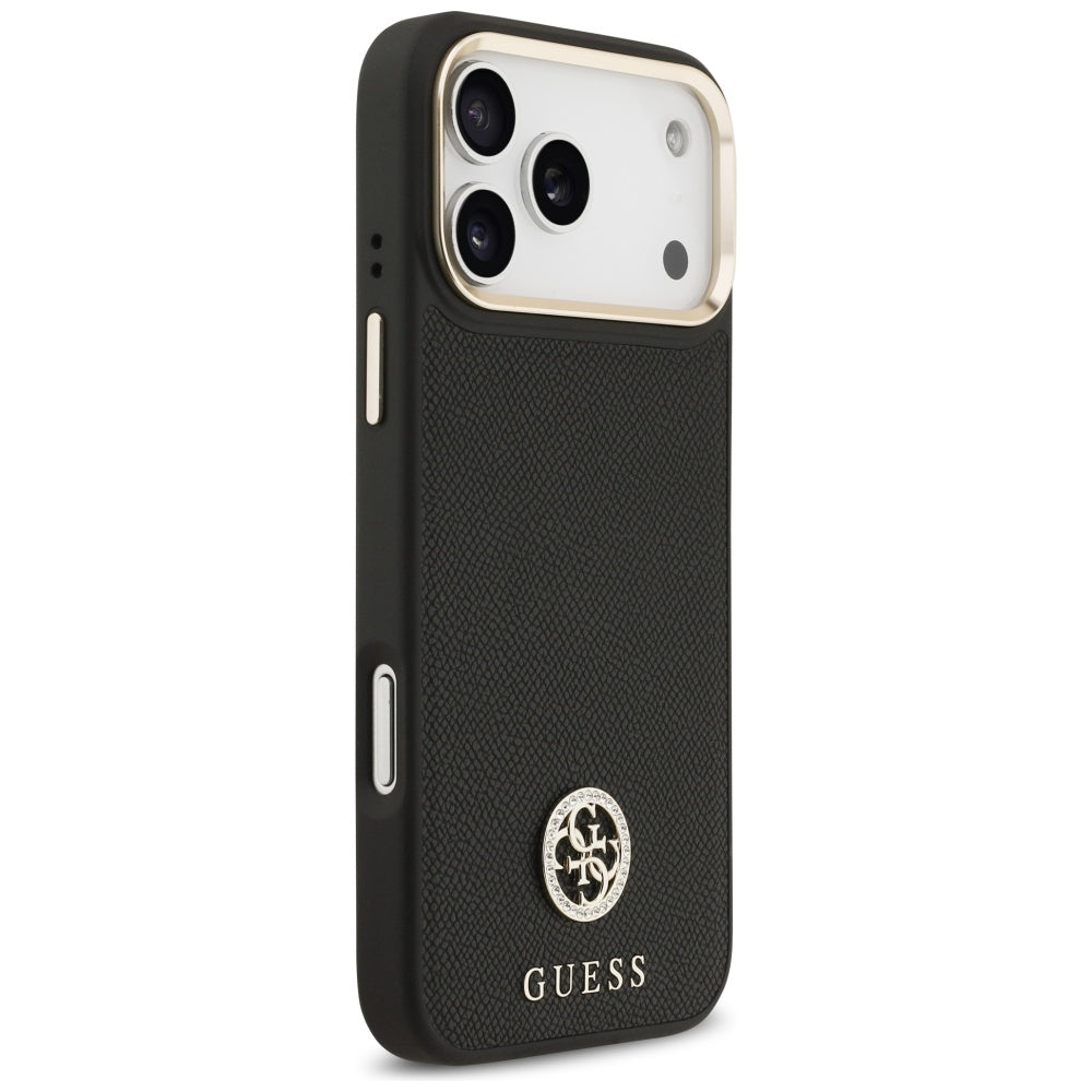 Custodia MagSafe per Apple iPhone 17 Pro Max, Guess, Grained Strass Logo, Nera