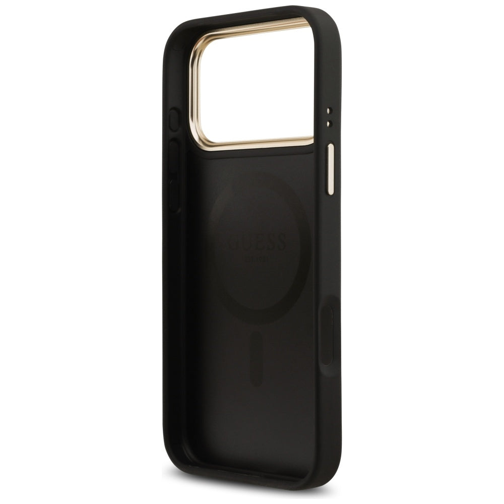 Custodia MagSafe per Apple iPhone 17 Pro Max, Guess, Grained Strass Logo, Nera