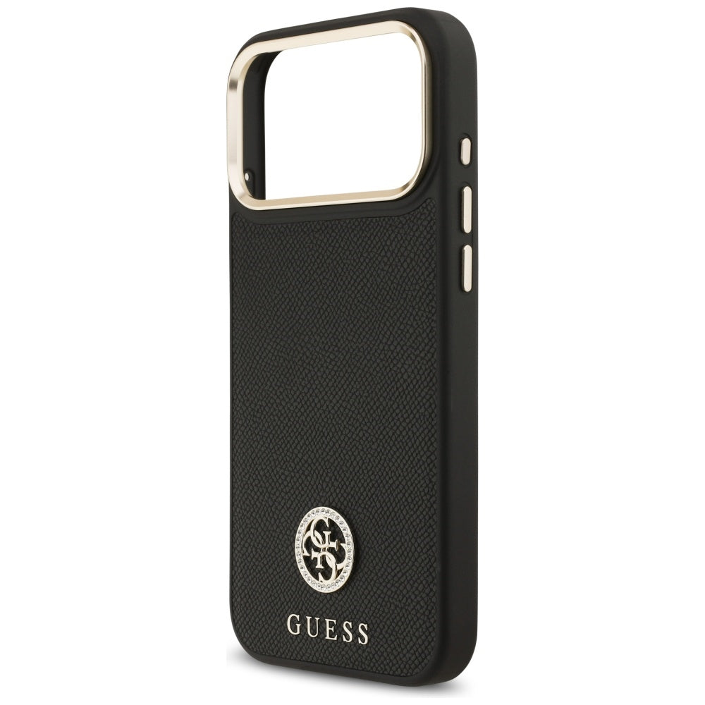 Custodia MagSafe per Apple iPhone 17 Pro Max, Guess, Grained Strass Logo, Nera