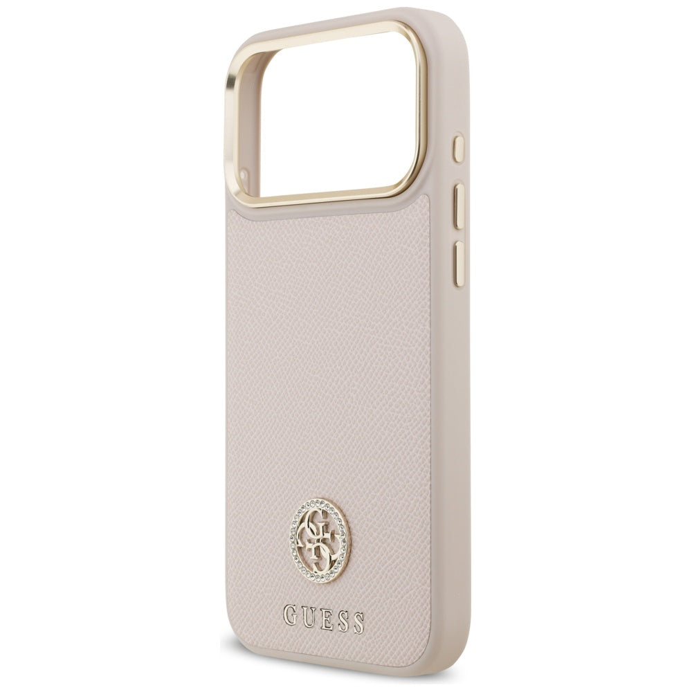 Custodia MagSafe per Apple iPhone 17 Pro Max, Guess, Grained Strass Logo, Rosa