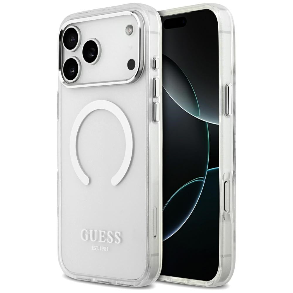 Custodia MagSafe per Apple iPhone 17 Pro Max, Guess, Metal Outline, Argento