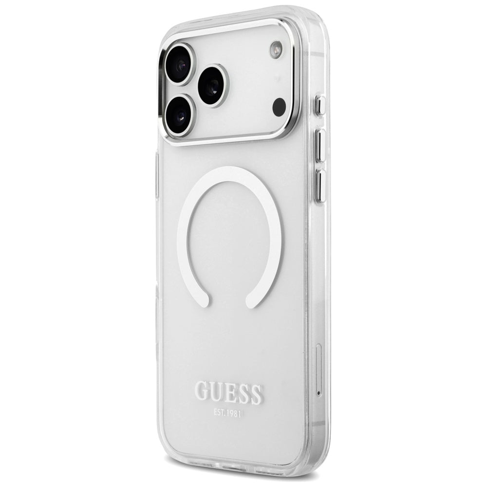 Custodia MagSafe per Apple iPhone 17 Pro Max, Guess, Metal Outline, Argento
