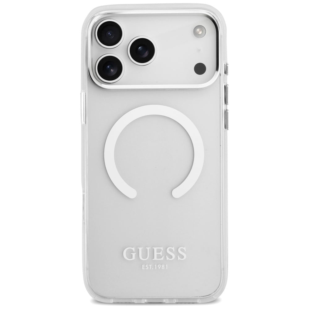 Custodia MagSafe per Apple iPhone 17 Pro Max, Guess, Metal Outline, Argento