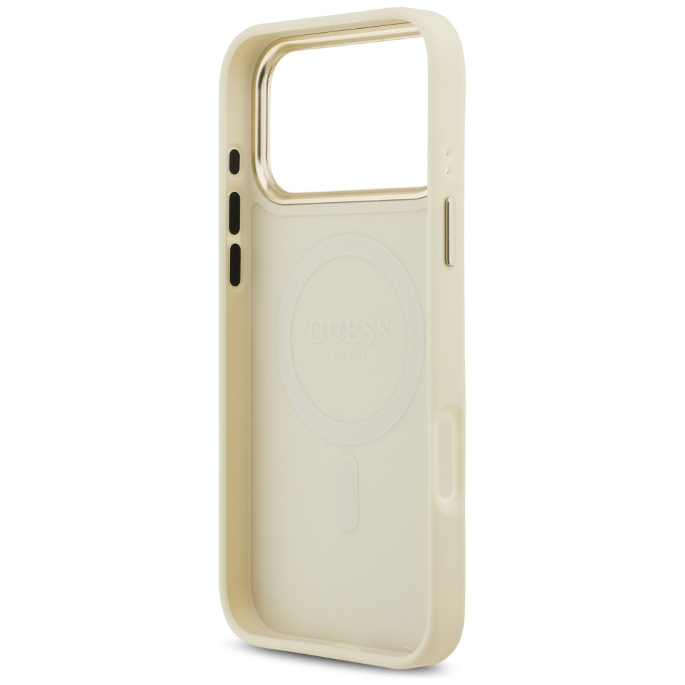 Custodia MagSafe per Apple iPhone 17 Pro Max, Guess, Peony Hot Stamp, Beige