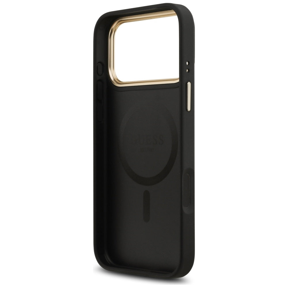 Custodia MagSafe per Apple iPhone 17 Pro Max, Guess, Peony Hot Stamp, Nera