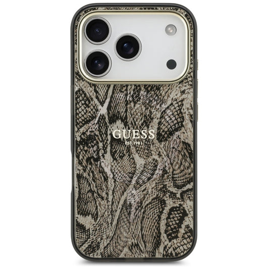 Custodia MagSafe per Apple iPhone 17 Pro Max, Guess, Python Pattern, Marrone