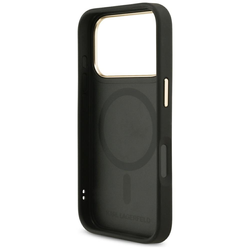 Custodia MagSafe per Apple iPhone 17 Pro Max, Karl Lagerfeld, Big Strap Karl Metal Logo, Nera