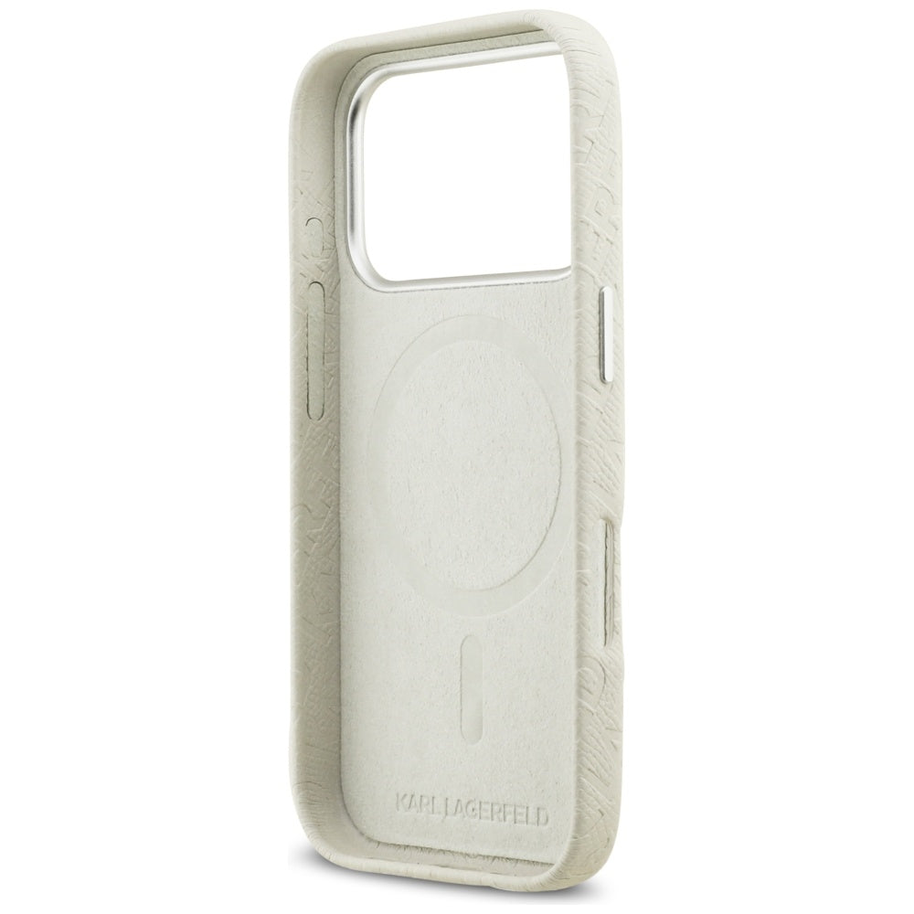 Custodia MagSafe per Apple iPhone 17 Pro Max, Karl Lagerfeld, FW Stamped Karl, Beige