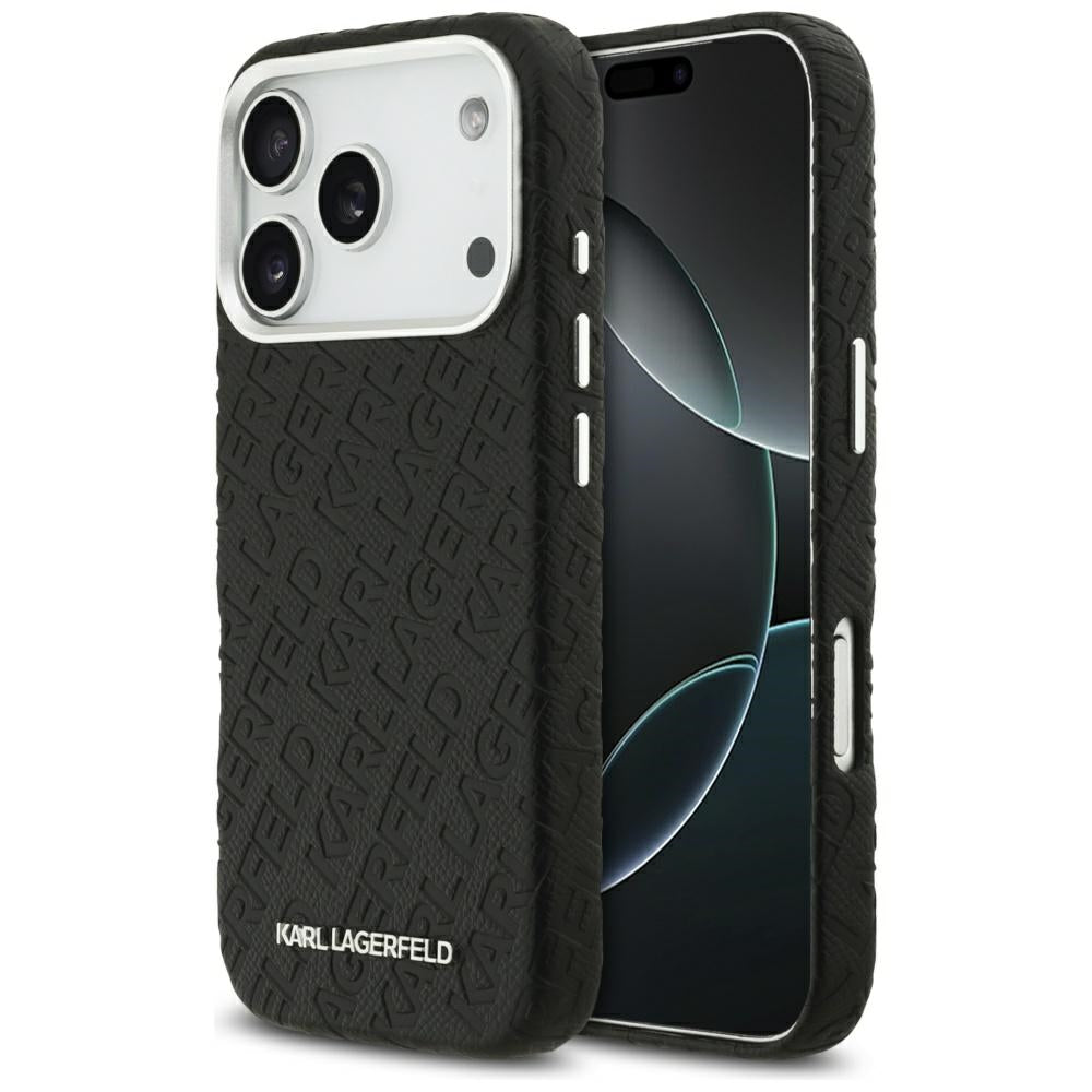 Custodia MagSafe per Apple iPhone 17 Pro Max, Karl Lagerfeld, FW Stamped Karl, Nera
