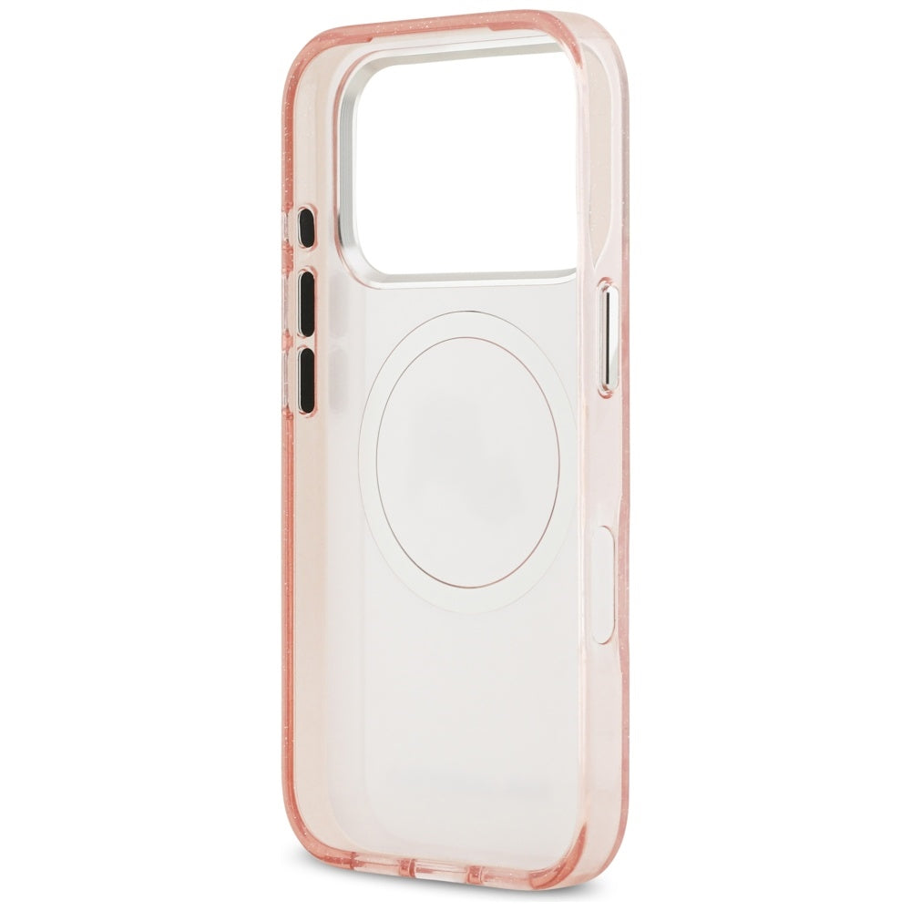 Custodia MagSafe per Apple iPhone 17 Pro Max, Karl Lagerfeld, Glitter Karl & Choupette Head, Rosa