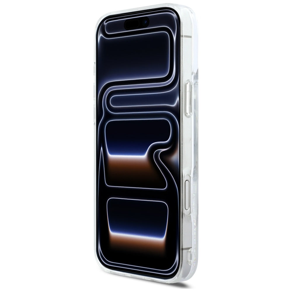 Custodia MagSafe per Apple iPhone 17 Pro Max, Karl Lagerfeld, Glitter Karl Script Logo, Trasparente