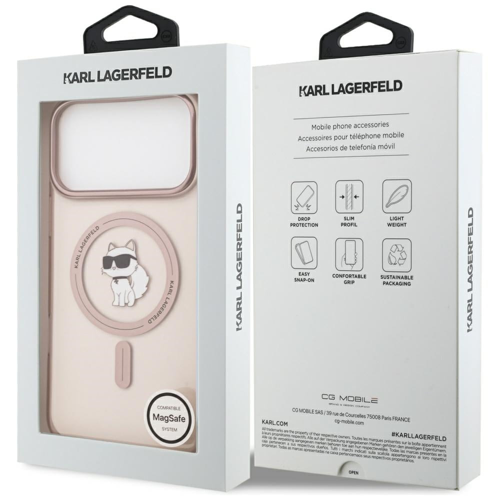 Custodia MagSafe per Apple iPhone 17 Pro Max, Karl Lagerfeld, IML Choupette, Rosa