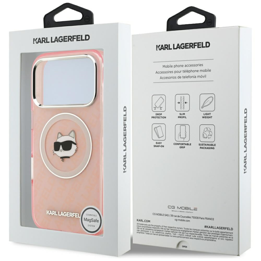 MagSafe Case for Apple iPhone 17 Pro Max, Karl Lagerfeld, IML Choupette's Head, Pink