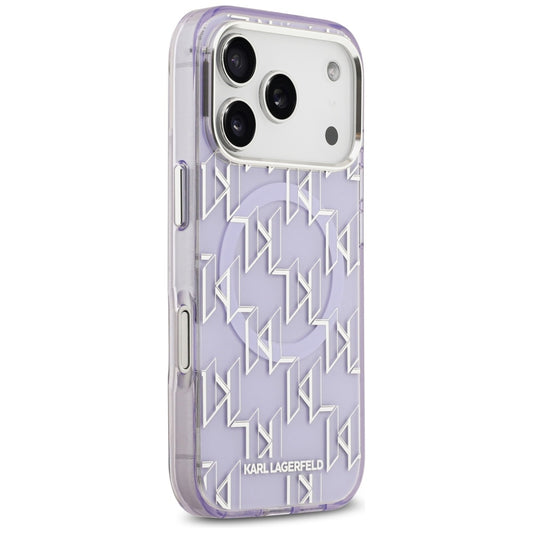 Custodia MagSafe per Apple iPhone 17 Pro Max, Karl Lagerfeld, IML KL Monogram, Viola