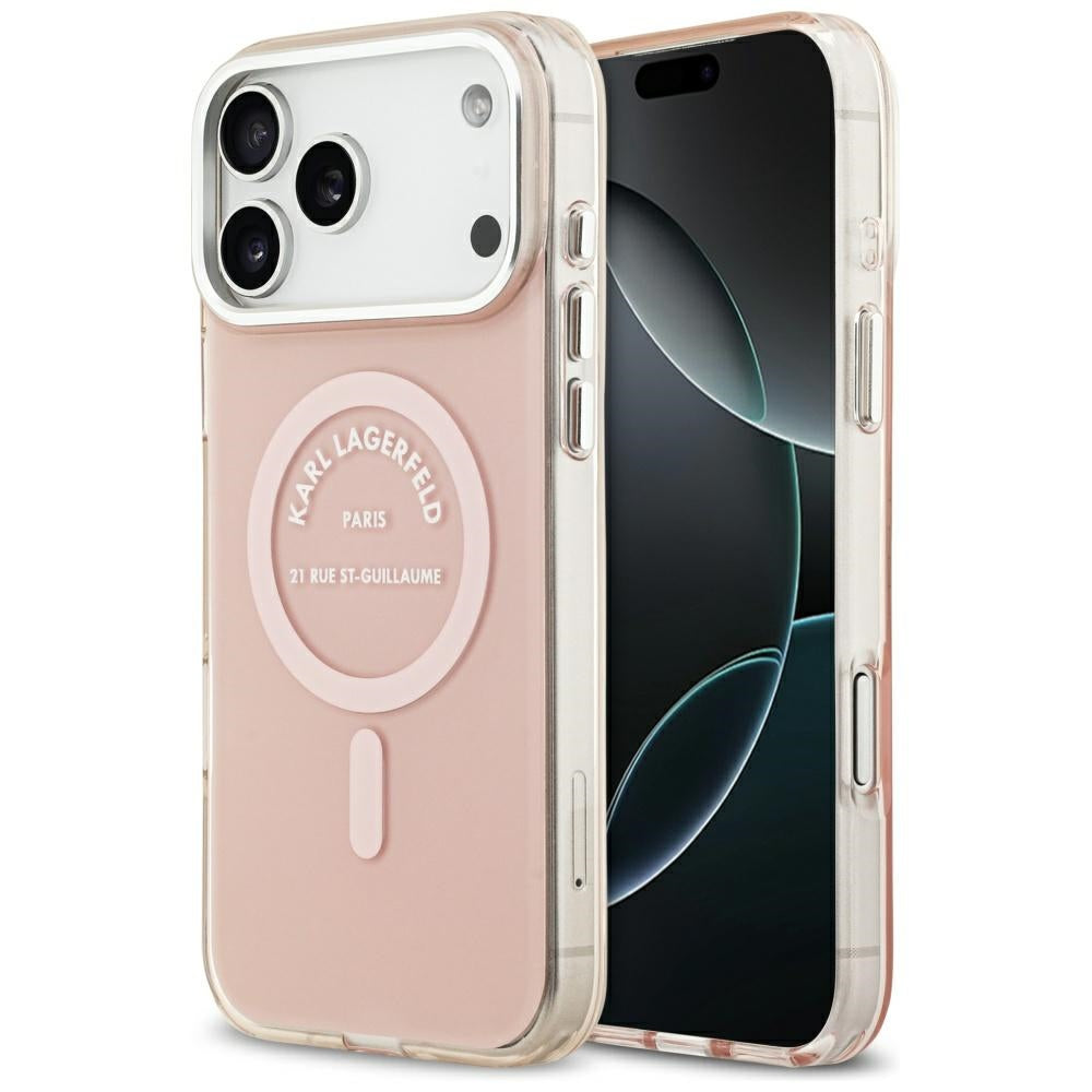 Custodia MagSafe per Apple iPhone 17 Pro Max, Karl Lagerfeld, IML Logo RSG, Rosa
