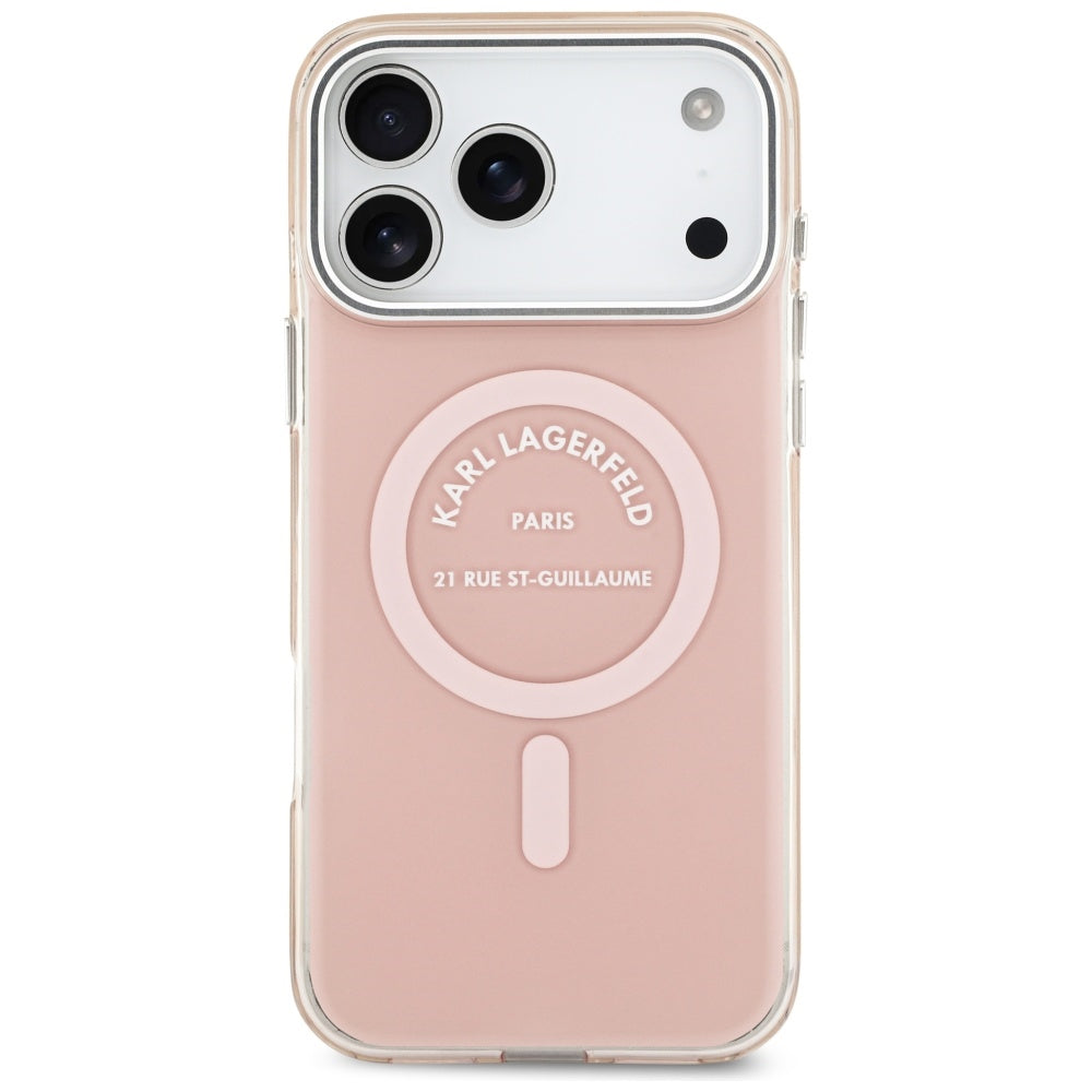 Custodia MagSafe per Apple iPhone 17 Pro Max, Karl Lagerfeld, IML Logo RSG, Rosa