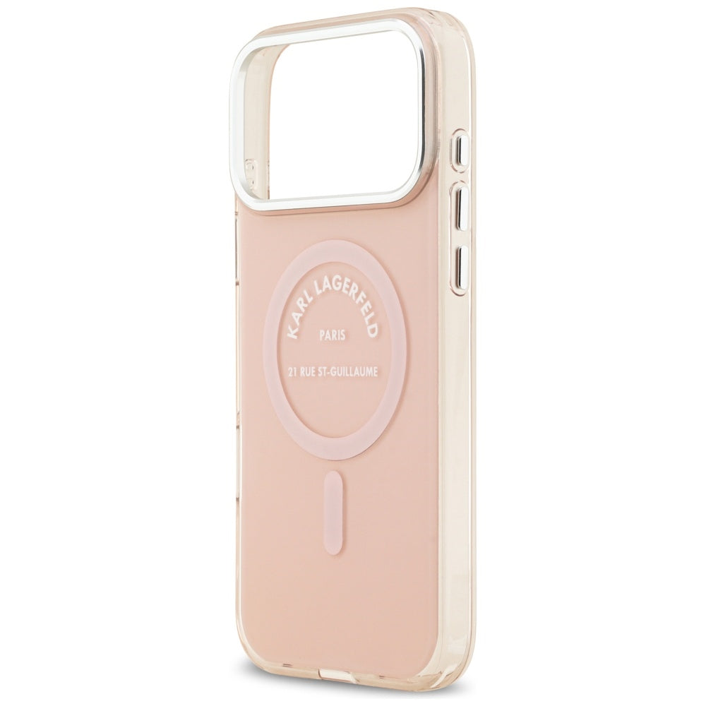 Custodia MagSafe per Apple iPhone 17 Pro Max, Karl Lagerfeld, IML Logo RSG, Rosa