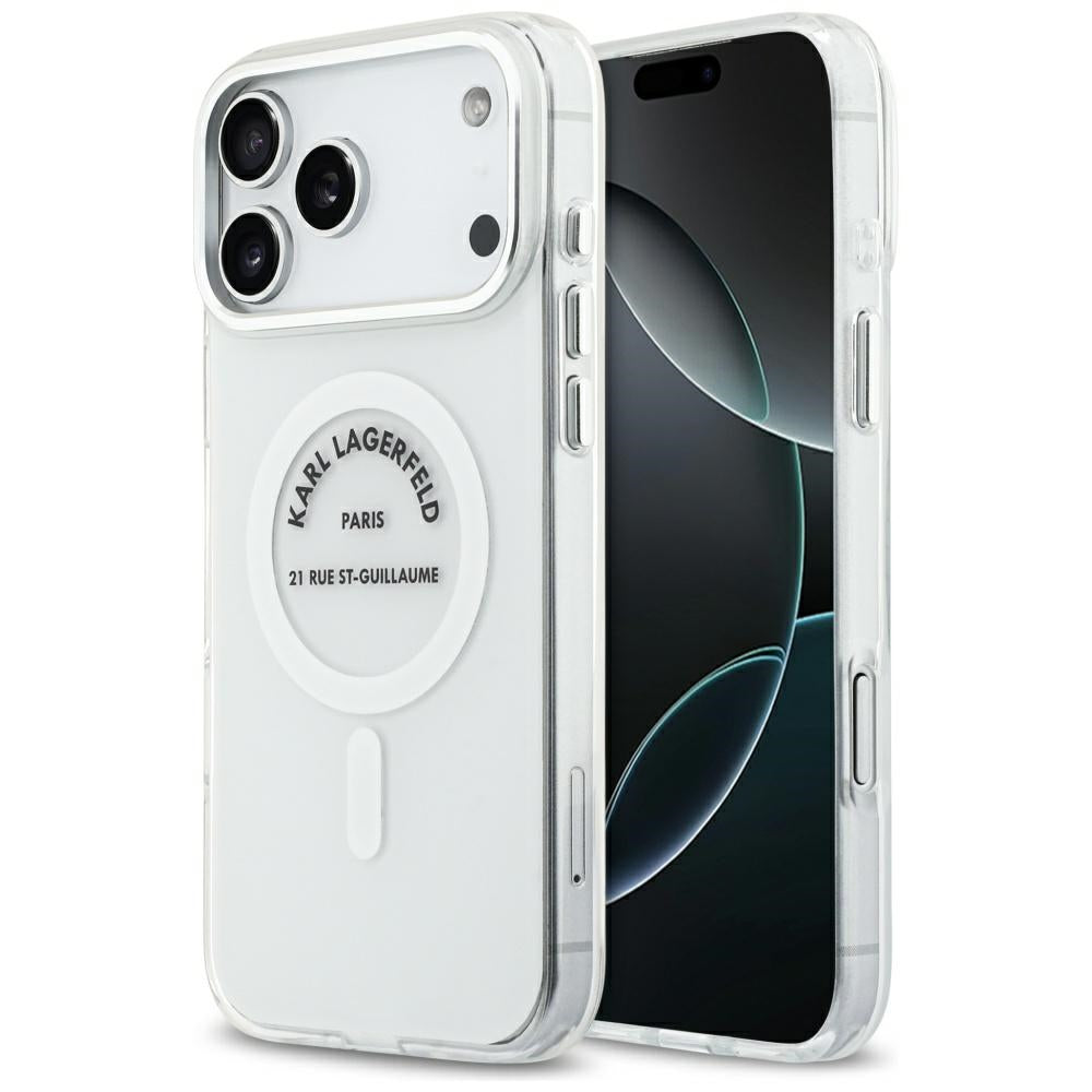 Custodia MagSafe per Apple iPhone 17 Pro Max, Karl Lagerfeld, IML Logo RSG, Trasparente