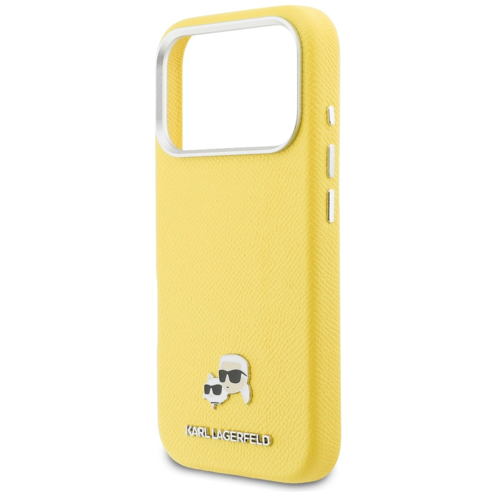 Custodia MagSafe per Apple iPhone 17 Pro Max, Karl Lagerfeld, Karl & Choupette Head's Pin, Gialla