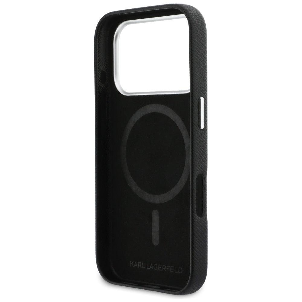Custodia MagSafe per Apple iPhone 17 Pro Max, Karl Lagerfeld, Karl & Choupette Head's Pin, Nera