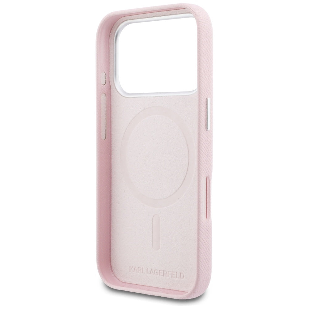 Custodia MagSafe per Apple iPhone 17 Pro Max, Karl Lagerfeld, Karl Head Logo, Rosa