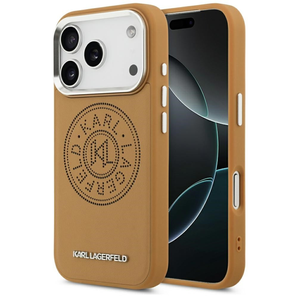 Custodia MagSafe per Apple iPhone 17 Pro Max, Karl Lagerfeld, Point & Metal Logo, Marrone