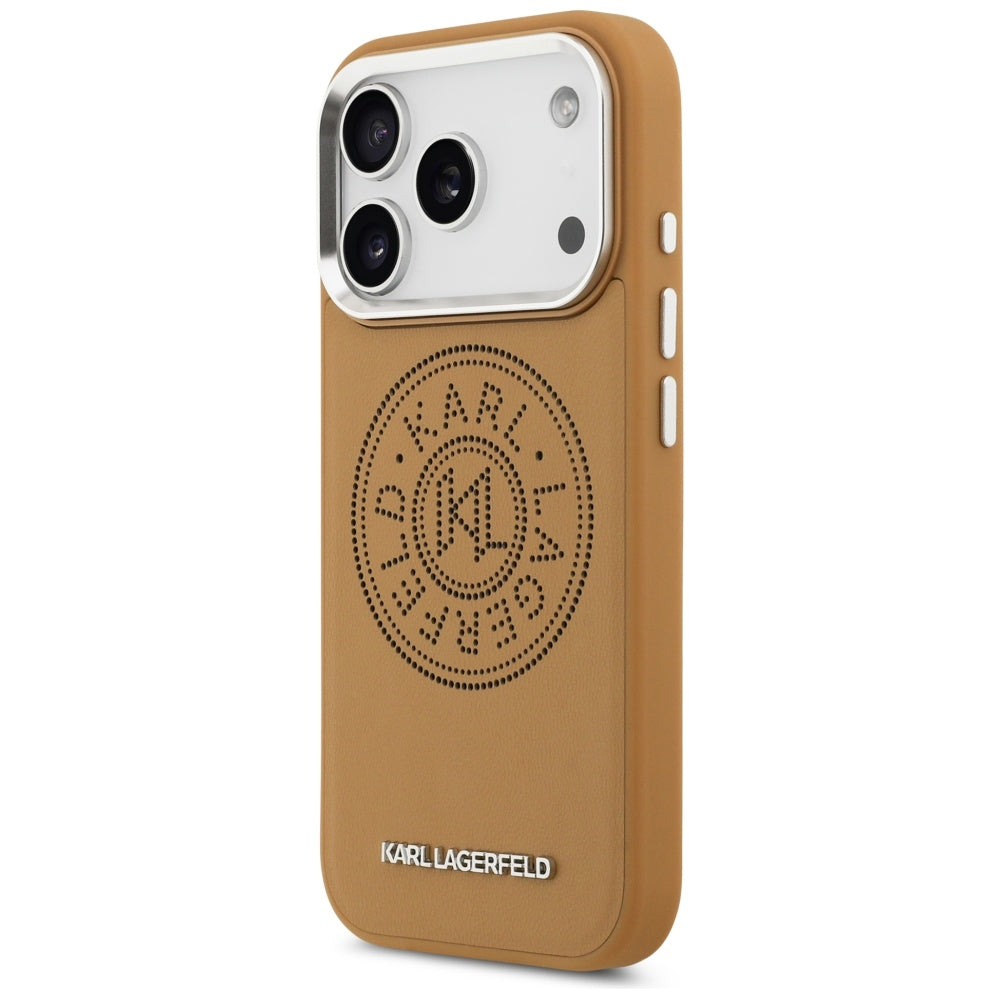 Custodia MagSafe per Apple iPhone 17 Pro Max, Karl Lagerfeld, Point & Metal Logo, Marrone