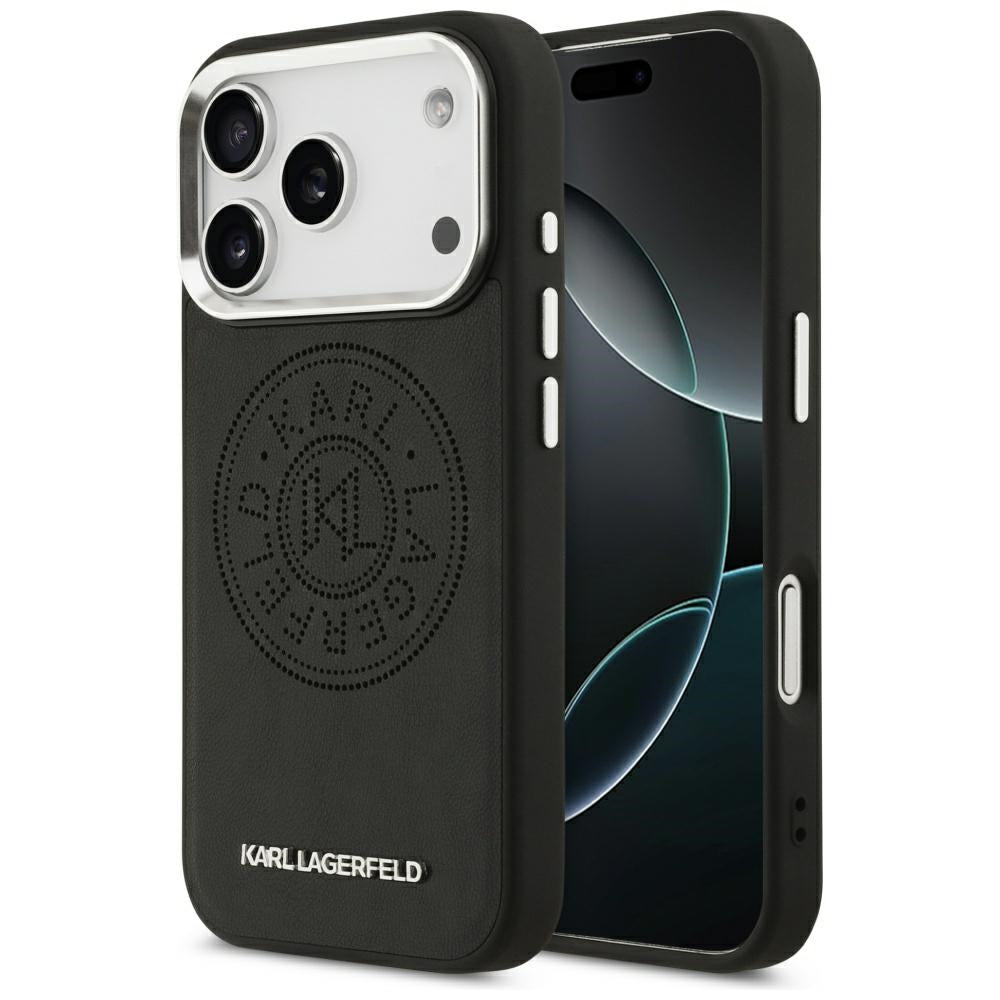 Custodia MagSafe per Apple iPhone 17 Pro Max, Karl Lagerfeld, Point & Metal Logo, Nera