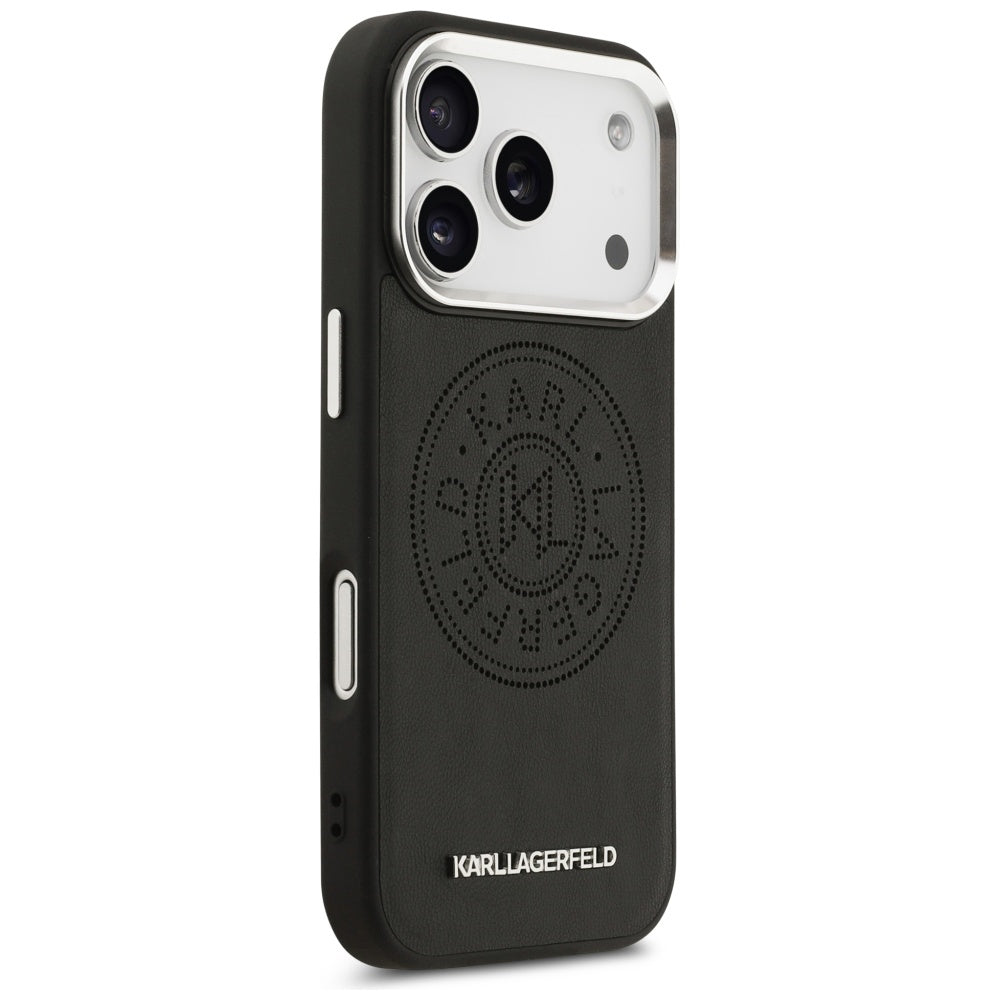 Custodia MagSafe per Apple iPhone 17 Pro Max, Karl Lagerfeld, Point & Metal Logo, Nera