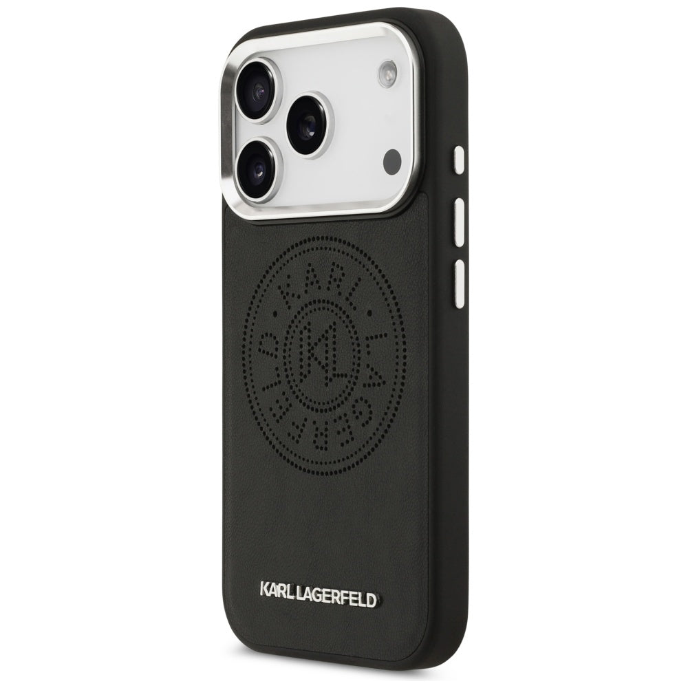 Custodia MagSafe per Apple iPhone 17 Pro Max, Karl Lagerfeld, Point & Metal Logo, Nera