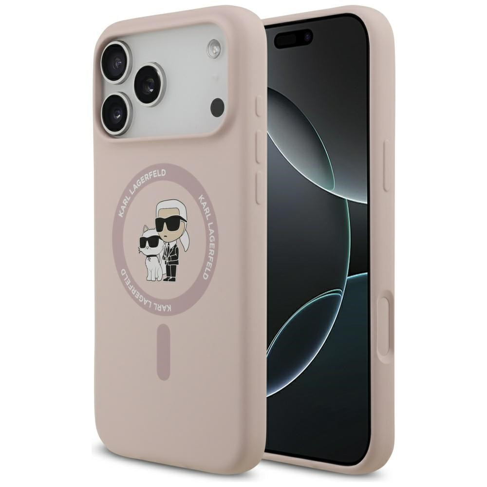 Custodia MagSafe per Apple iPhone 17 Pro Max, Karl Lagerfeld, Ring Karl & Choupette, Rosa