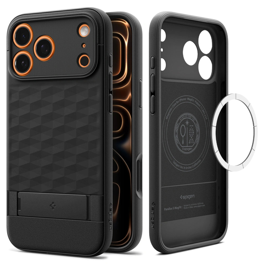 Custodia MagSafe per Apple iPhone 17 Pro Max, Spigen, Caseology Parallax S, Nera Opaca