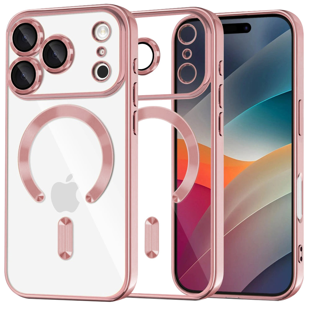 Custodia MagSafe per Apple iPhone 17 Pro Max, Techsuit, Luxury Crystal, Rosa