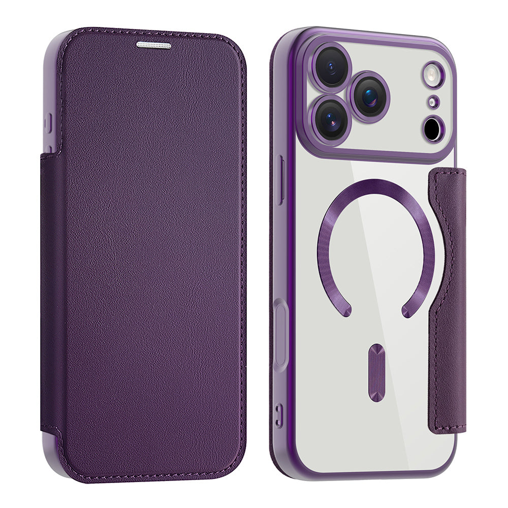 Custodia MagSafe per Apple iPhone 17 Pro Max, Techsuit, SmartMag Book, Viola