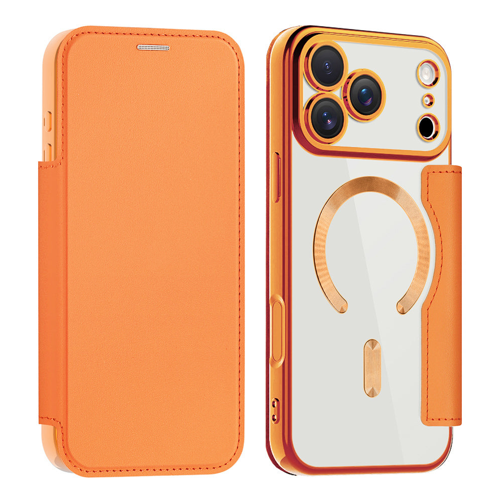 Custodia MagSafe per Apple iPhone 17 Pro Max, Techsuit, SmartMag Book, Arancione