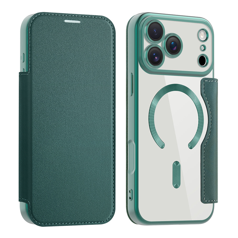 Custodia MagSafe per Apple iPhone 17 Pro Max, Techsuit, SmartMag Book, Verde