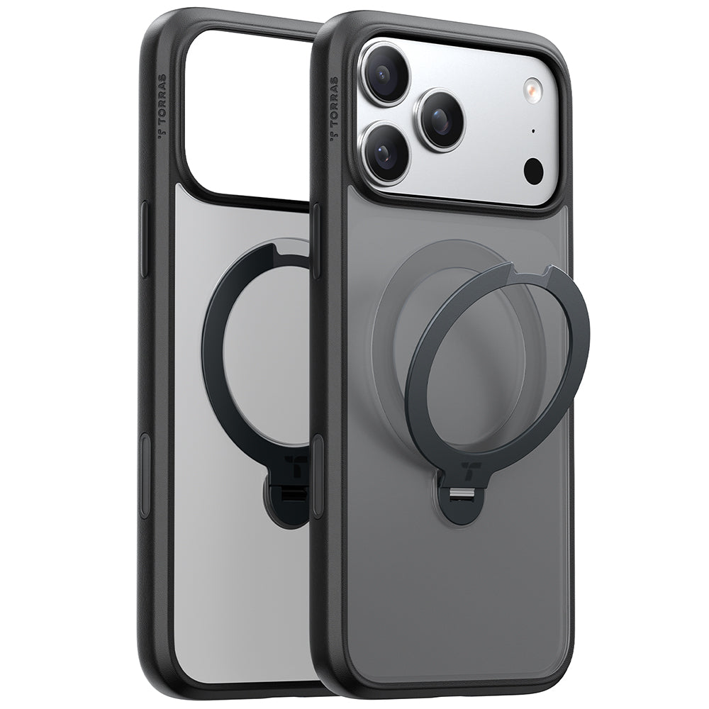 Custodia MagSafe per Apple iPhone 17 Pro Max, Torras, Ostand Spin, Nera
