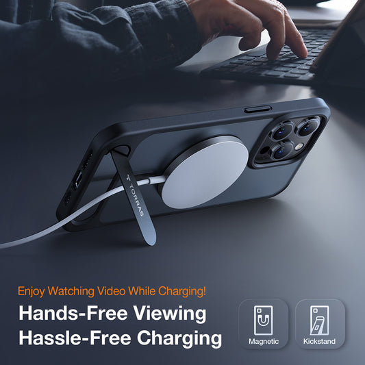 Custodia MagSafe per Apple iPhone 17 Pro Max, Torras, Pstand, Nera