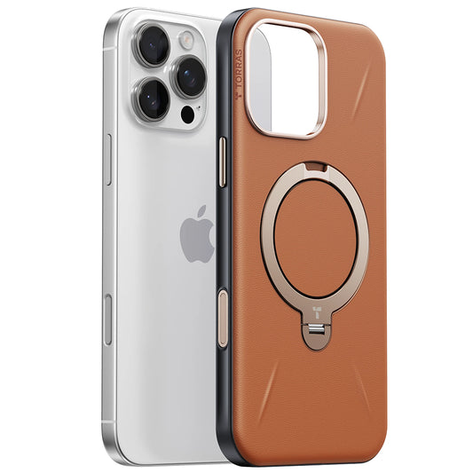 Custodia MagSafe per Apple iPhone 17 Pro Max, Torras, QPRO Leather, Marrone