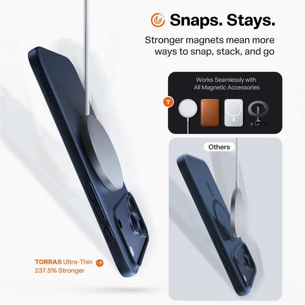 Custodia MagSafe per Apple iPhone 17 Pro Max, Torras, SlimFit, Blu navy