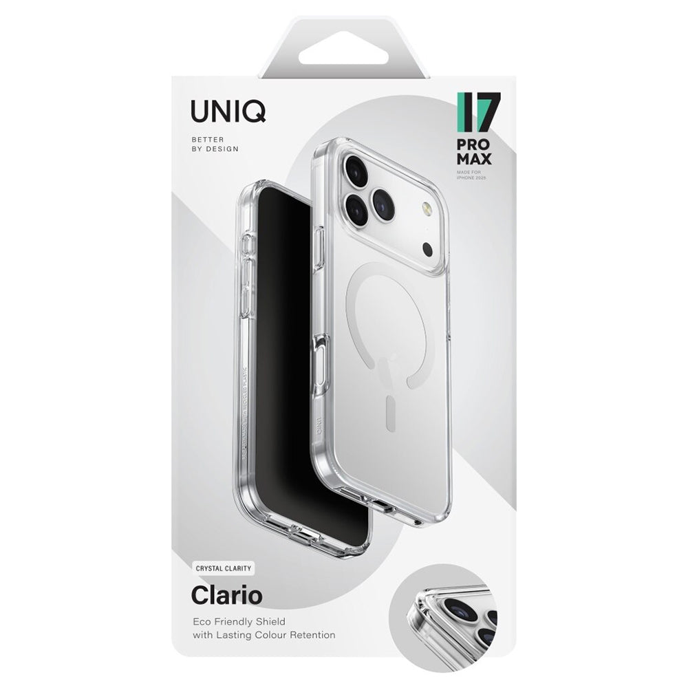 Custodia MagSafe per Apple iPhone 17 Pro Max, UNIQ, Clario MagClick, Trasparente