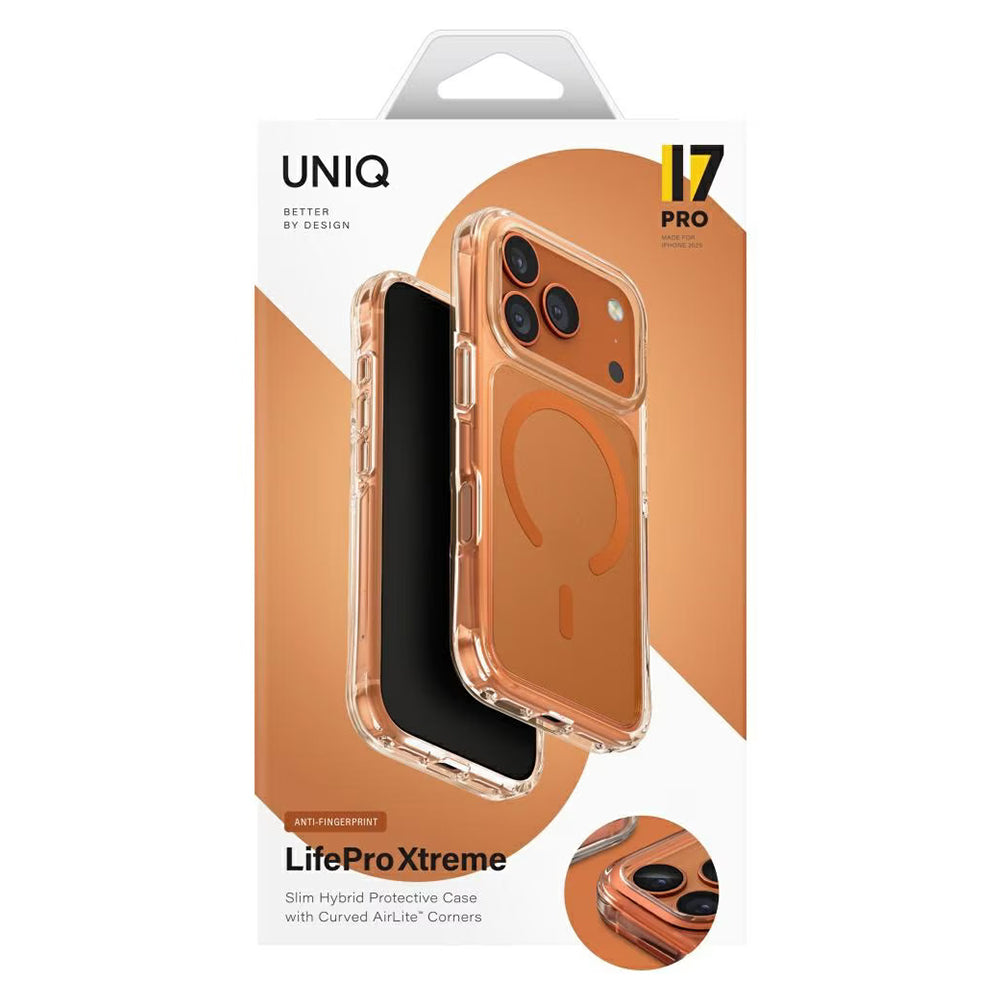 Custodia MagSafe per Apple iPhone 17 Pro Max, UNIQ, LifePro Xtreme MagClick, Arancione