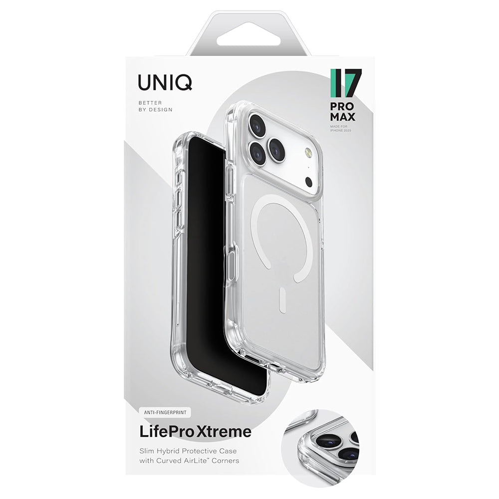 Custodia MagSafe per Apple iPhone 17 Pro Max, UNIQ, LifePro Xtreme MagClick, Trasparente