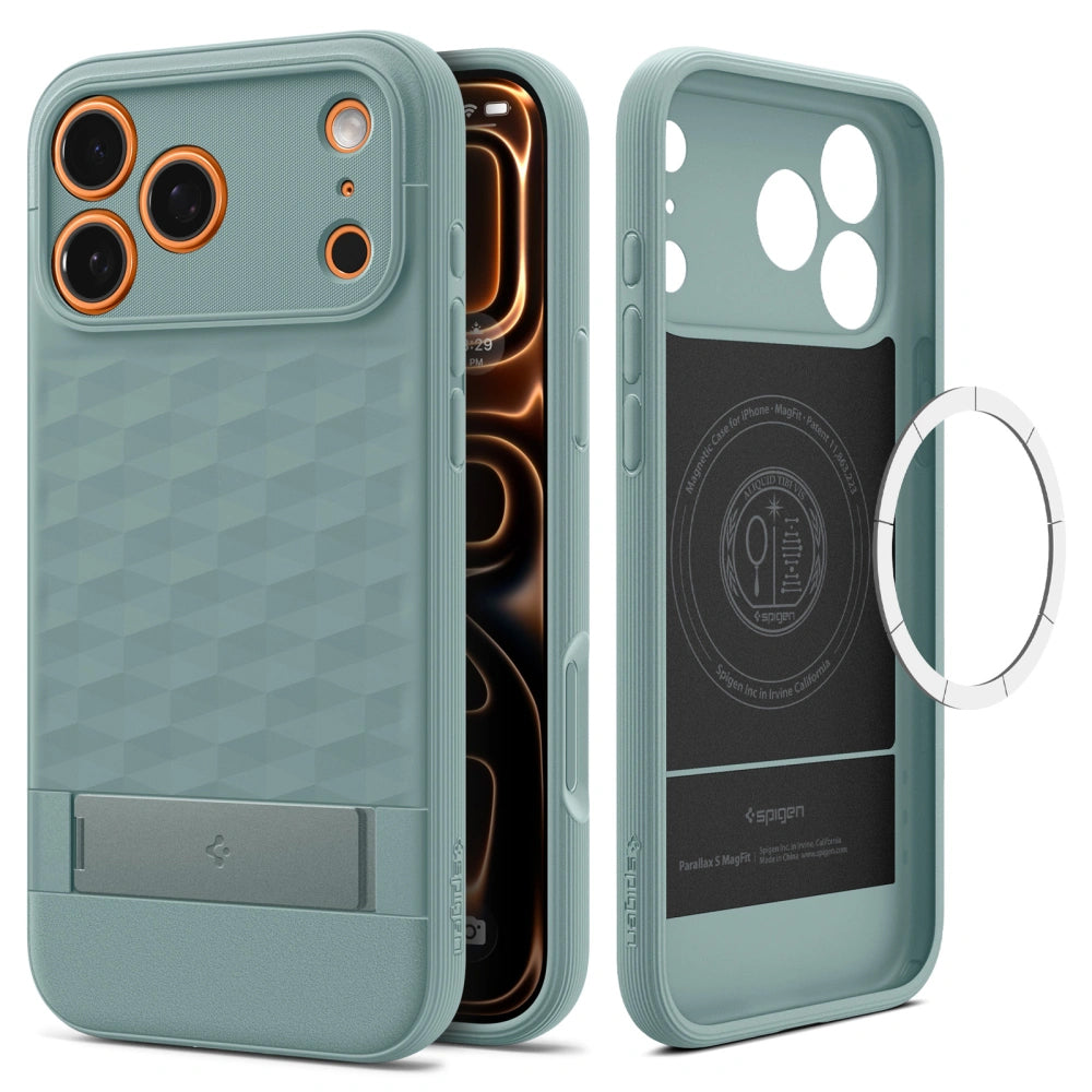 Custodia MagSafe per Apple iPhone 17 Pro, Spigen, Caseology Parallax S, Verde