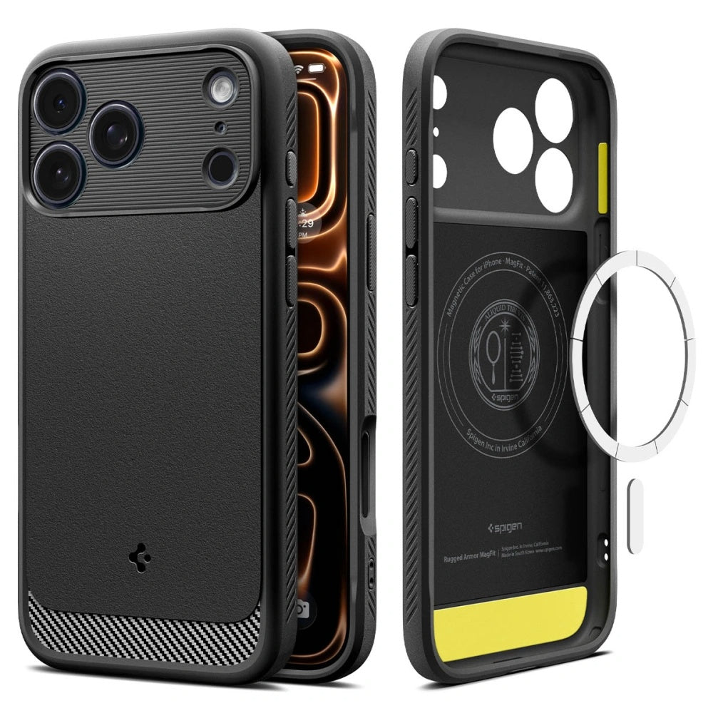 Custodia MagSafe per Apple iPhone 17 Pro, Spigen, Rugged Armor, Nero Opaco ACS10329