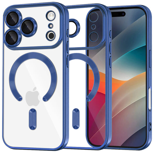 Custodia MagSafe per Apple iPhone 17 Pro, Techsuit, Luxury Crystal, Blu