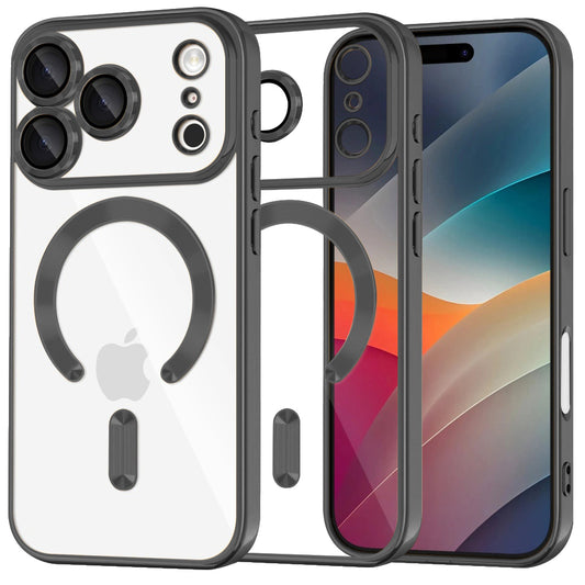 Custodia MagSafe per Apple iPhone 17 Pro, Techsuit, Luxury Crystal, Nera